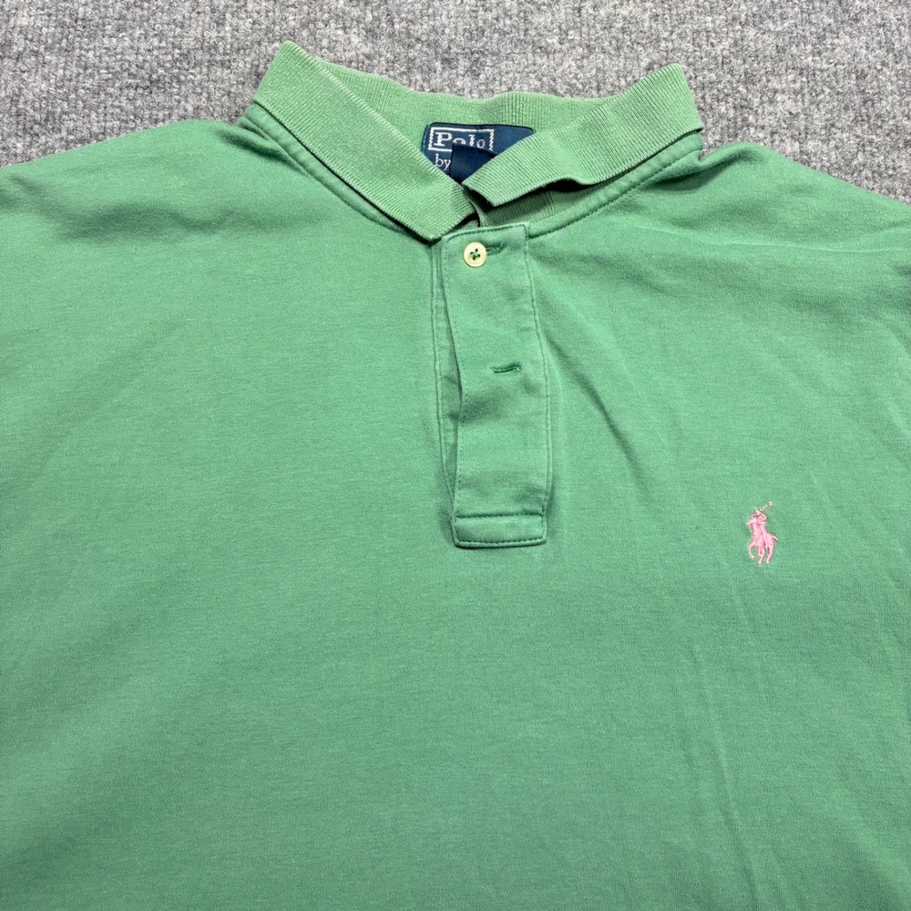 Polo Ralph‎ Lauren Polo Shirt Mens XL Green Pink Pony Logo Short Sleeve